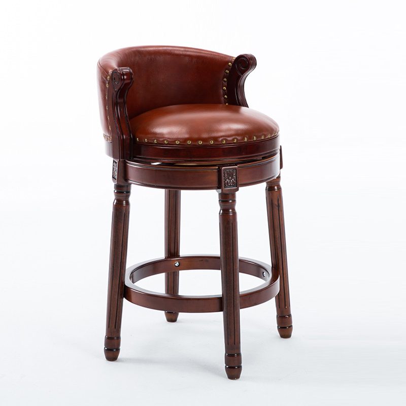 Cow top Leather Wooden Bar Stools, 360 Degree Swivel Bar Chair with Backs,Bar height Couner Height Barstools for Home Kitchen Dining Room and Bar Room(brown 1pc)